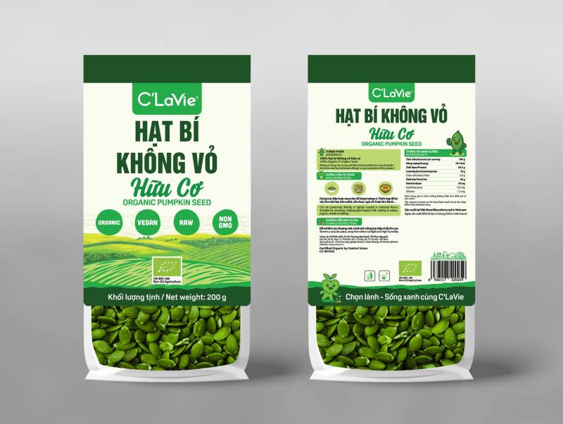 Hạt Bí Hữu Cơ Clavie Organic Pumpkin Seeds