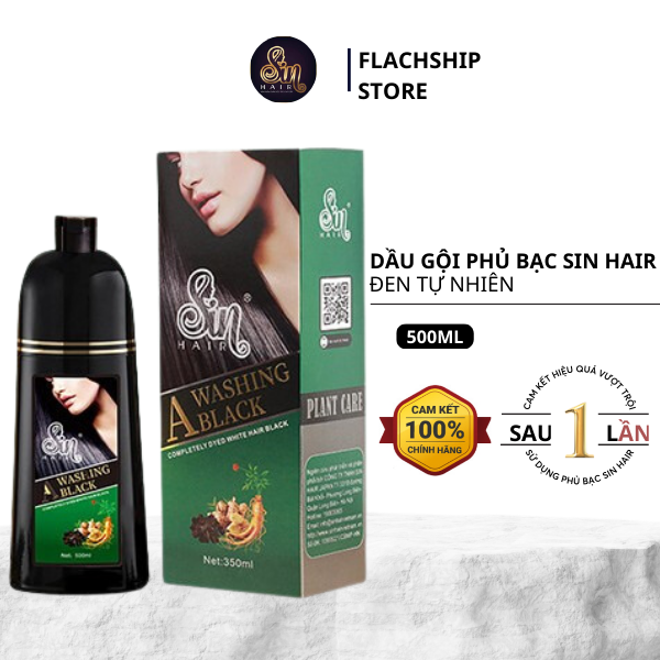 Số 1 Nhật Bản Dầu Gội Phủ Bạc Sin Hair 500ml ảnh hộp chính hãng giúp tóc lên màu tự nhiên đen nâu