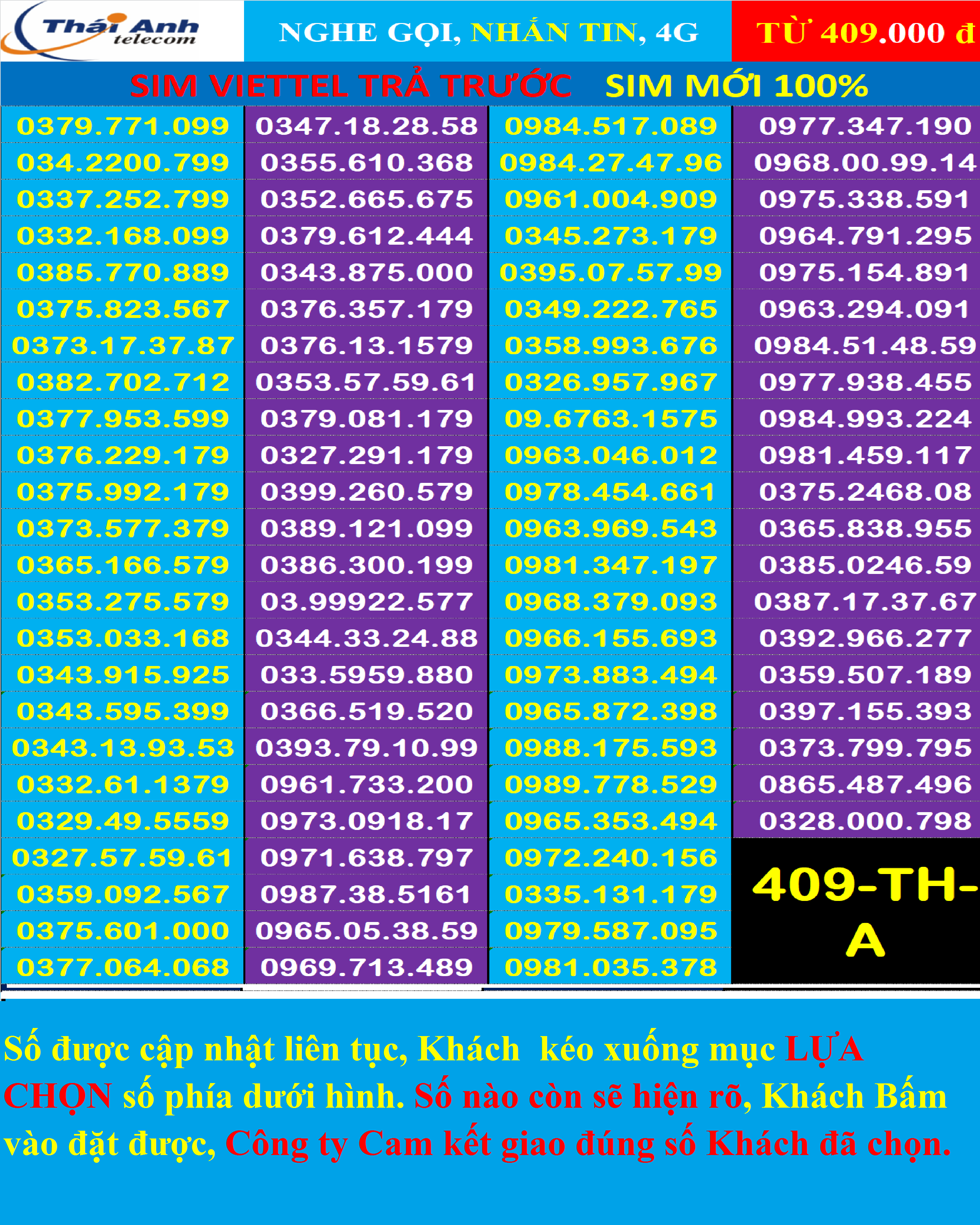 Sim đẹp Viettel Trả trước chính hãng -Chọn số - Nghe gọi Nhắn Tin 4G Chưa Kích hoạt Sim mới 100% Chưa đứng tên ai và chưa làm bất cứ dịch vụ nào Sim gói cước Tomato và kèm theo nhiều gói 4G