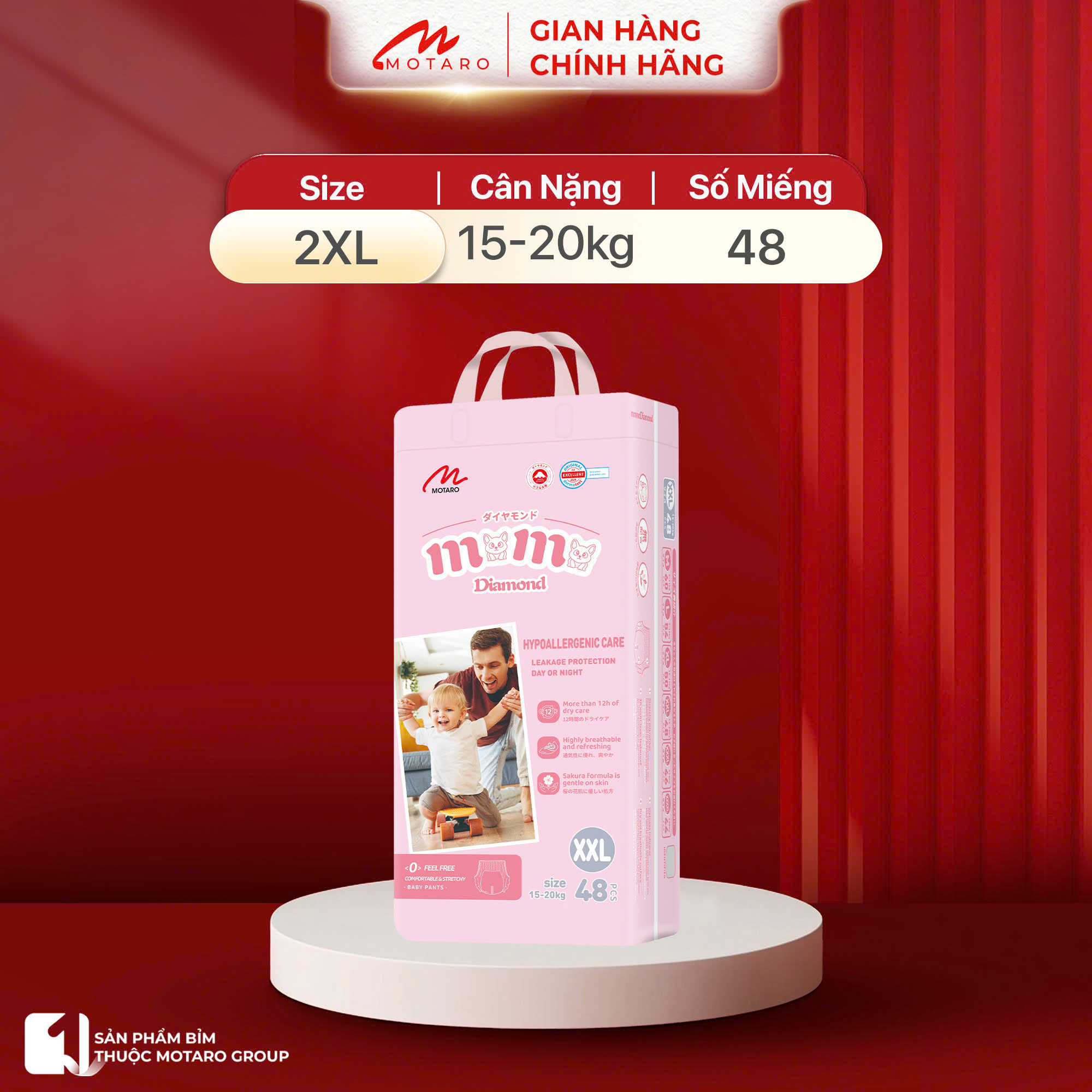 Tã/bỉm Momo Diamond Chính Hãng Mềm Mại Thoáng Khí Hạn Chế Chống Hăm