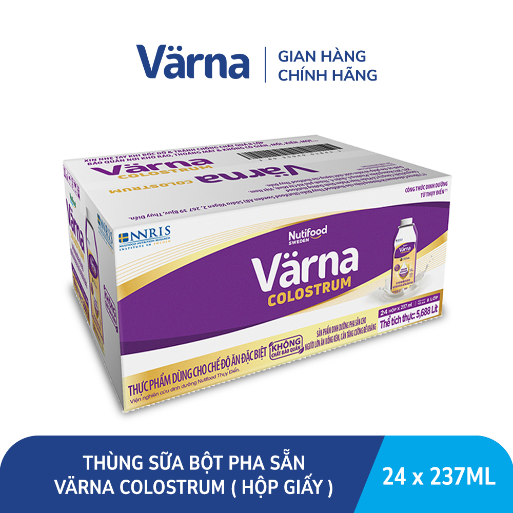 Combo 2 Thùng 12 hộp sữa bột pha sẵn Varna Colostrum (24 hộp giấy x 237ml) - Sữa non cho người lớn T