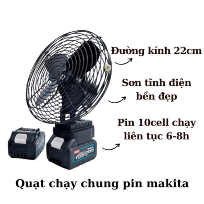 thân quạt chạy pin BOSHUN chân pin phổ thông 4cm chân pin makita/  Quạt tích điện