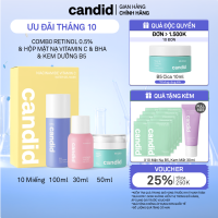 Bộ sản phẩm Retinol 0.5% & Kem dưỡng B5 Cica 50ml & BHA 100ml & Hộp Mặt nạ Niacinamide Vitamin C (10 miếng)