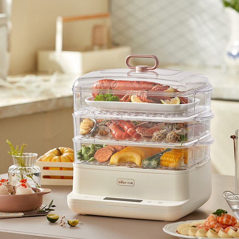 Nồi Hấp Điện 3 Tầng Bear Model SB-NH12L - Bản Quốc Tế - Bảo Hành Chính Hãng 18 Tháng