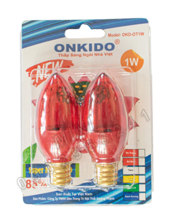 Bóng đèn cà na Led ONKIDO OT1W trái ớt dùng cho bàn thờ trang trí (1 cặp 2 bóng)