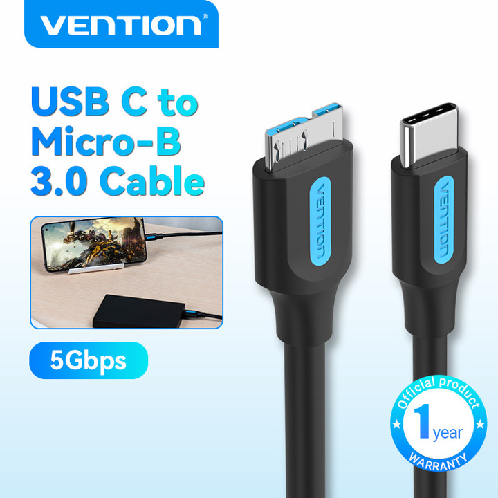 Vention Type C to Micro USB 3.0 Cable 5Gbps Fast Data Transfer USB Male C to Micro Male B Cable 1 Me