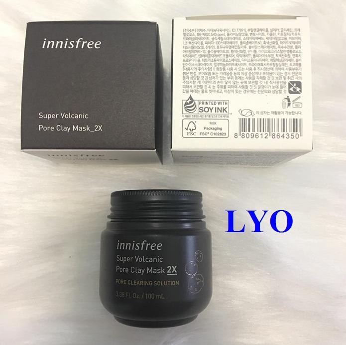 Mặt Nạ đất sét tro Núi Lửa Innisfree Super Volcanic Pore Clay Mask 2X 100ml