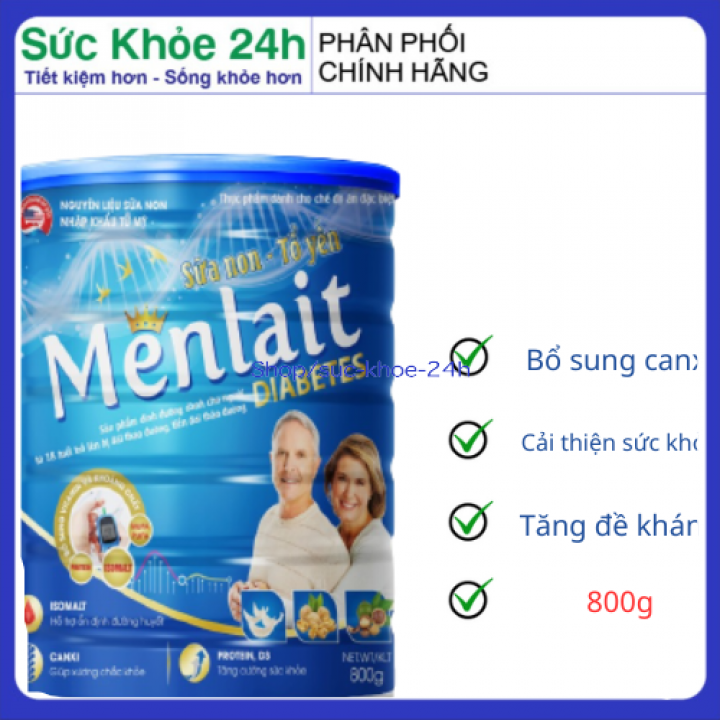 Sữa non - tổ yến Menlait Diabetes sản phẩm dinh dưỡng dành cho người tiểu đường ( Hộp 800g ) - DƯỢC 