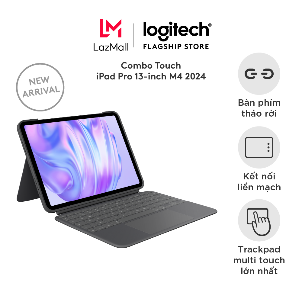 Bao da kiêm bàn phím Logitech Combo Touch cho iPad Pro 11 inch (M4 - 2024) & iPad Pro 13 inch (M4 - 