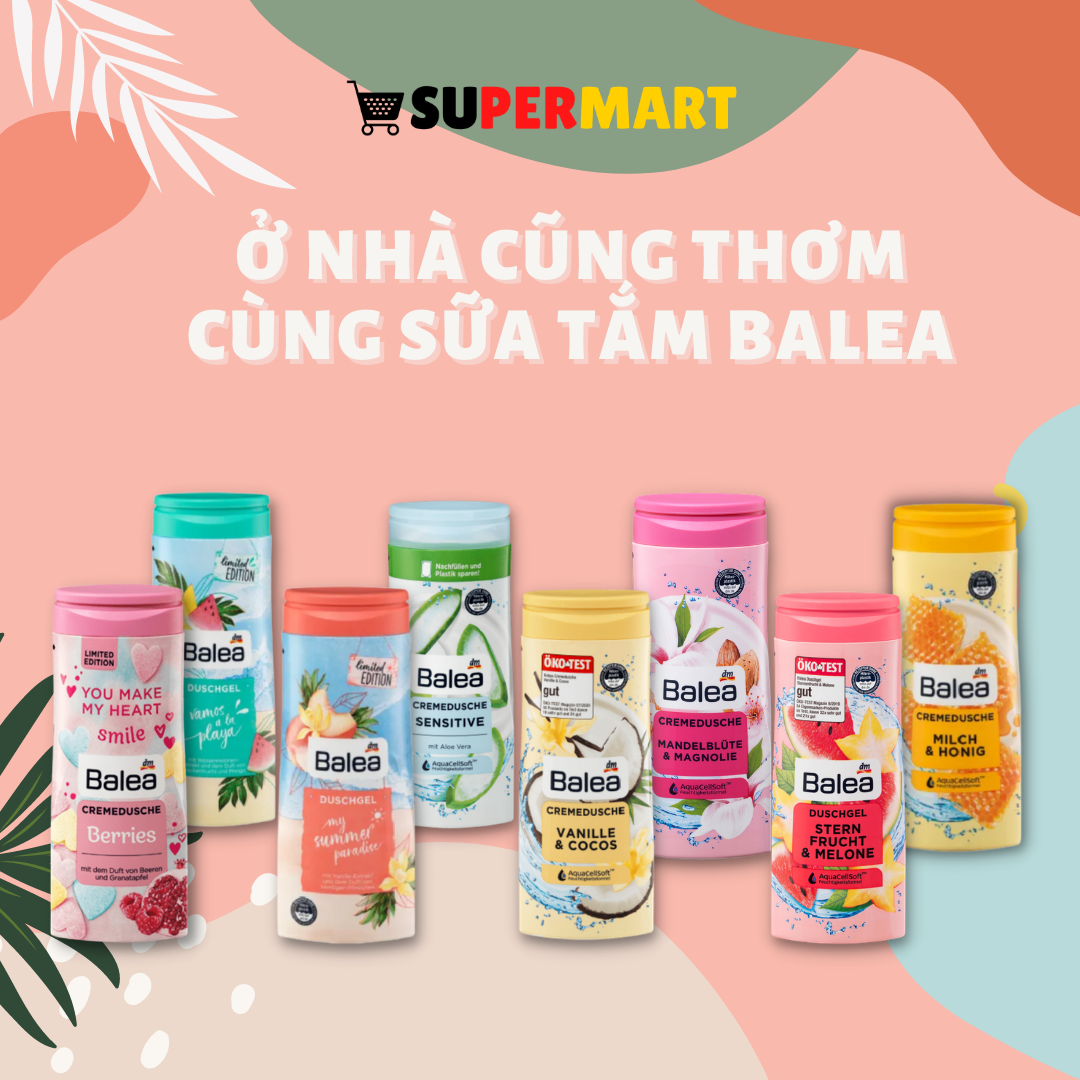 #Sữa Tắm Balea Dưỡng Da Mềm Mịn Cấp Ẩm 300Ml - Hàng Đức Chính Hãng (Nhiều Mùi Khác Nhau)