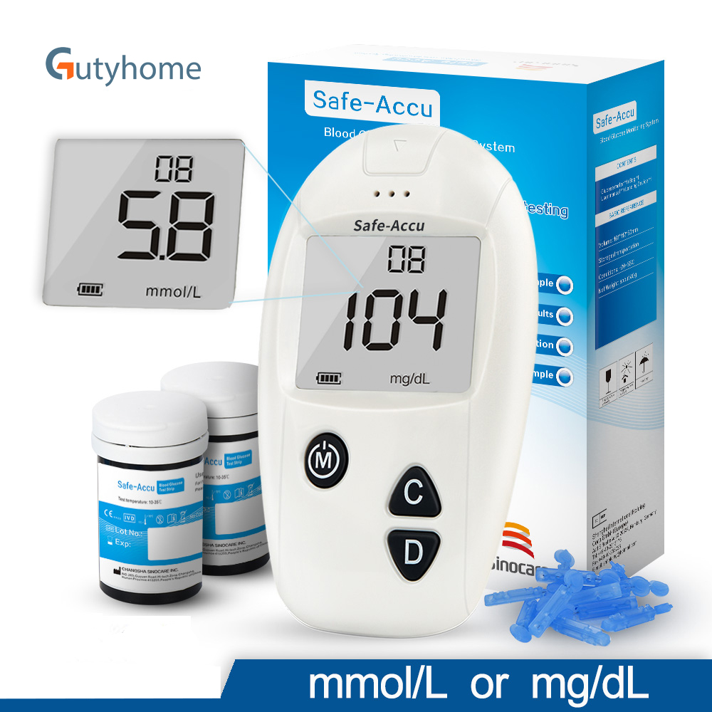 Máy đo đường huyết Safe Accu Sinocare chính hãng đo tiểu đường phát hiện tiểu đường chính xácan toàn bảo hành 1 đổi 1 trọn đời - Guty Home