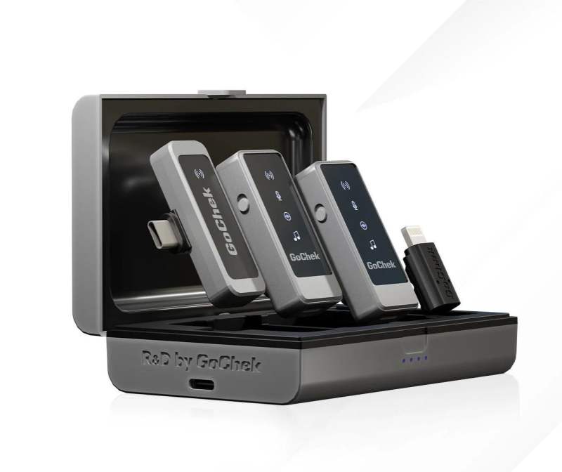Micro thu âm không dây GoChek Ultra S24 - Bộ 02 mic có hộp sạc | Khử tiếng ồn phù hợp livestream/ quay video/ ghi âm | cho điện thoại