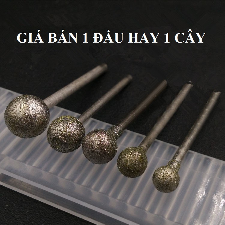 Mũi mài khắc đầu kim cương hình tròn - MŨI MÀI ĐÁ NGỌC ĐẦU TRÒN (giá bán 1 đầu)