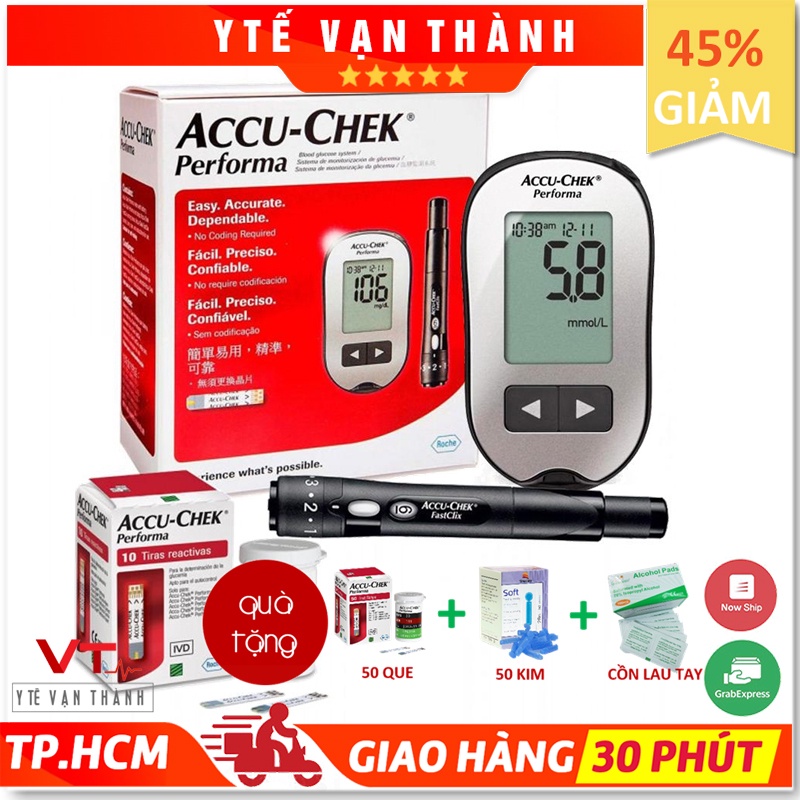 ✅ [Trọn Bộ] Máy Đo Đường Huyết - Accu Chek Performa (50 Que + Kim + Cồn] (Accuchek - Accu - Chek) Vt0602 - [Y Tế Vạn Thành]