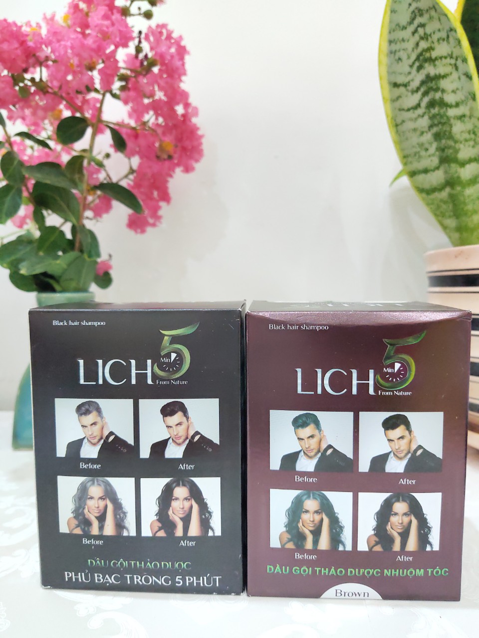 [Tặng Ngay 1 Chiếc Lược Chải Nhuộm + 1 Gói Cùng Loại Khi Mua 1 Hộp] Dầu Gội Nhuộm Đen Tóc Phủ Bạc Thảo Dược Lich 5 Thơm Mùi Sâm Không Gây Kích Ứng Không Hại Da Đầu Hộp 10 Gói