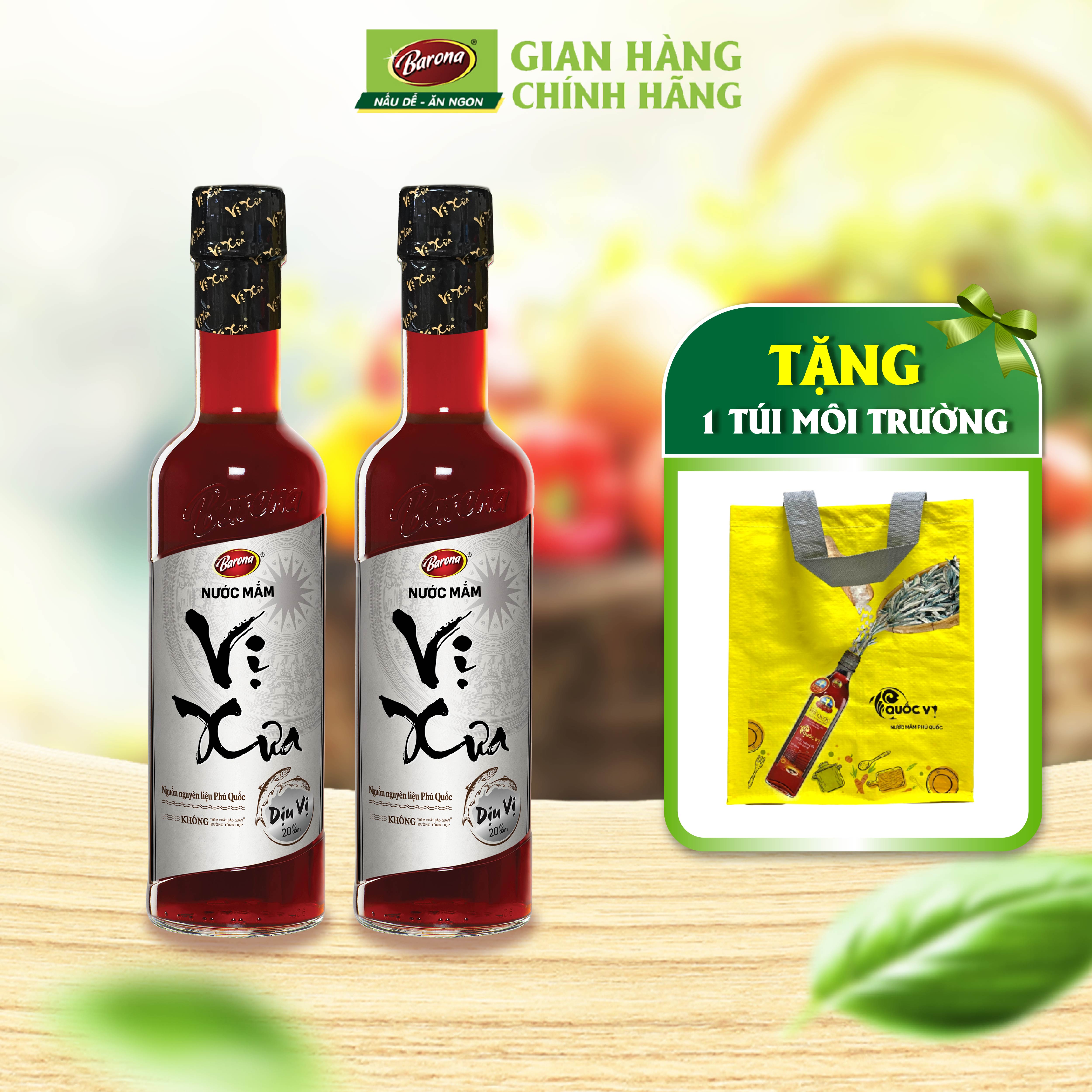 Mua 2 Chai Nước Mắm Phú Quốc Vị Xưa Barona 20 độ đạm 500ml [Tặng túi thân thiện môi trường]