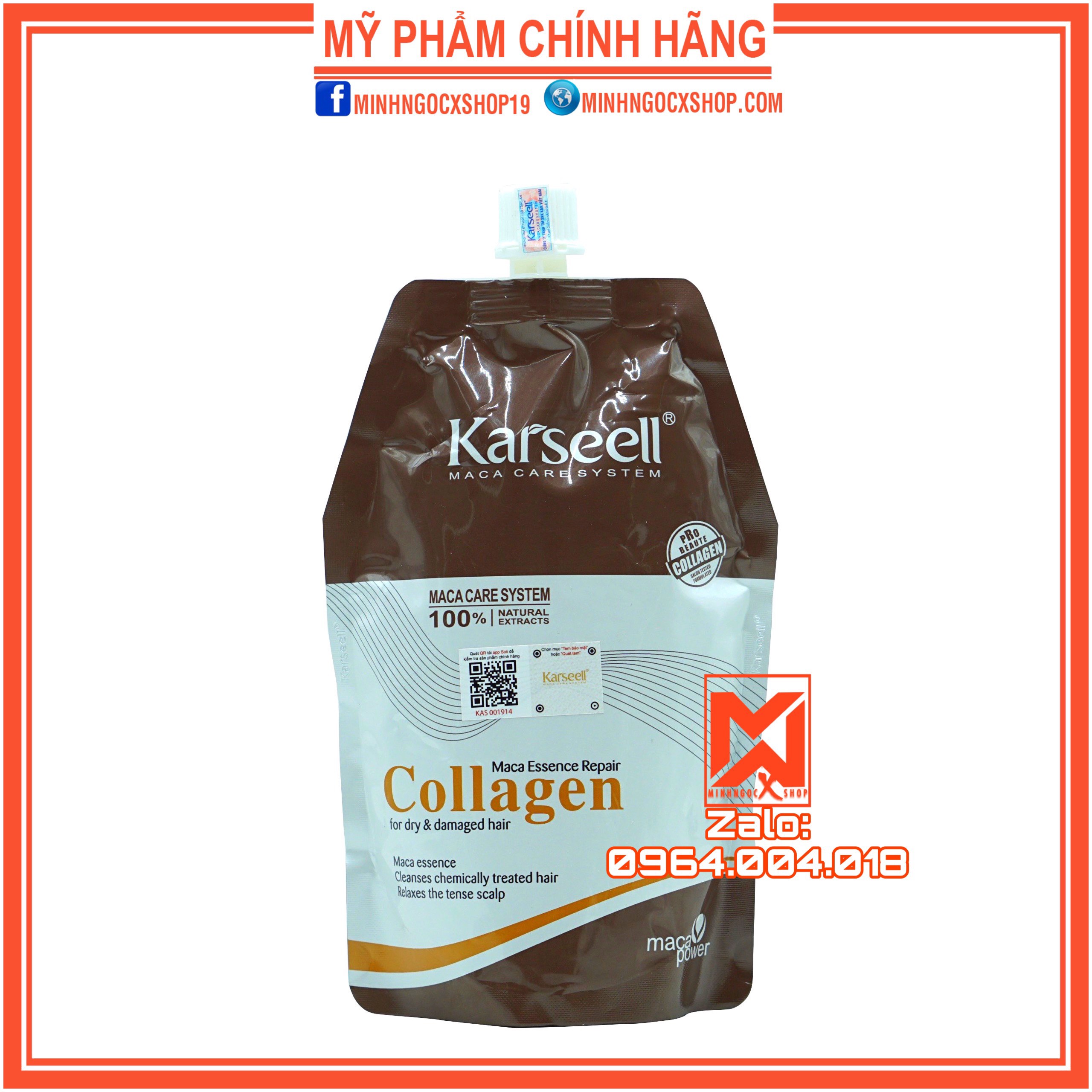 Kem Ủ Tóc Collagen Karseell 500Ml Dạng Túi Chính Hãng