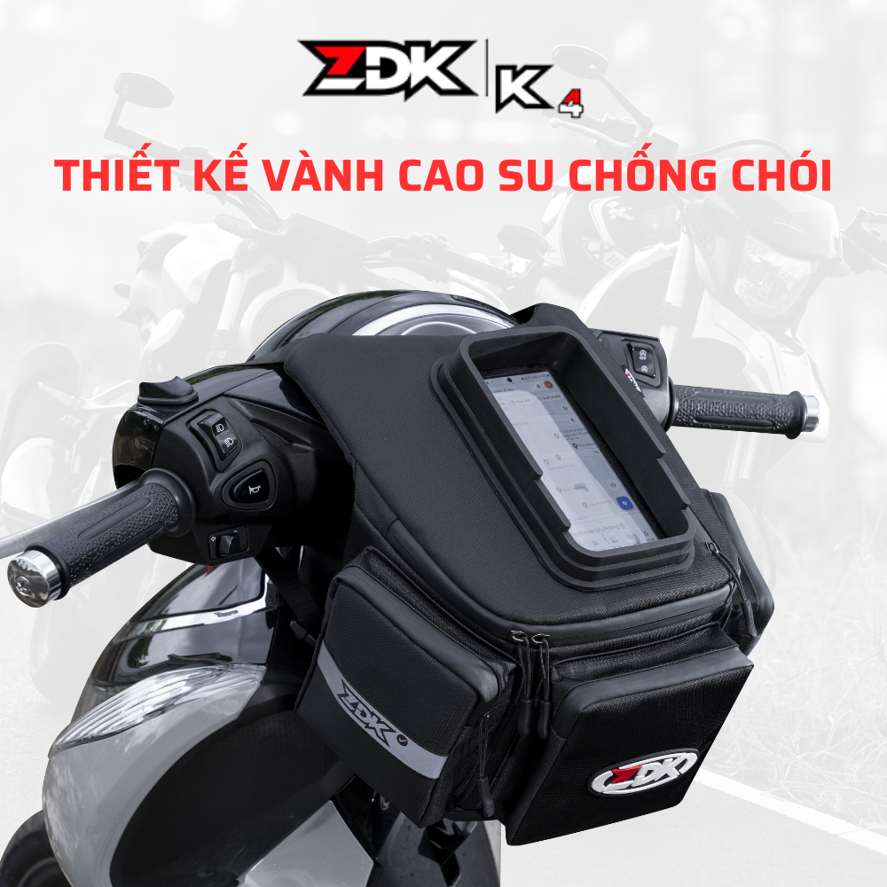 ZDK K4 - Túi treo đầu xe máy cao cấp dung tích lớn chất vải đứng form không nhão kháng nước nhẹ có v