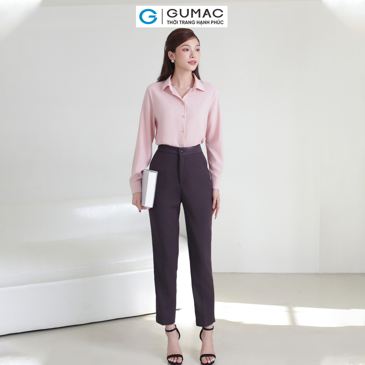 Quần tây nữ basic ống đứng có ủi ly vải tuyết mưa cao cấp dày dặn công sở thời trang GUMAC BQE00005