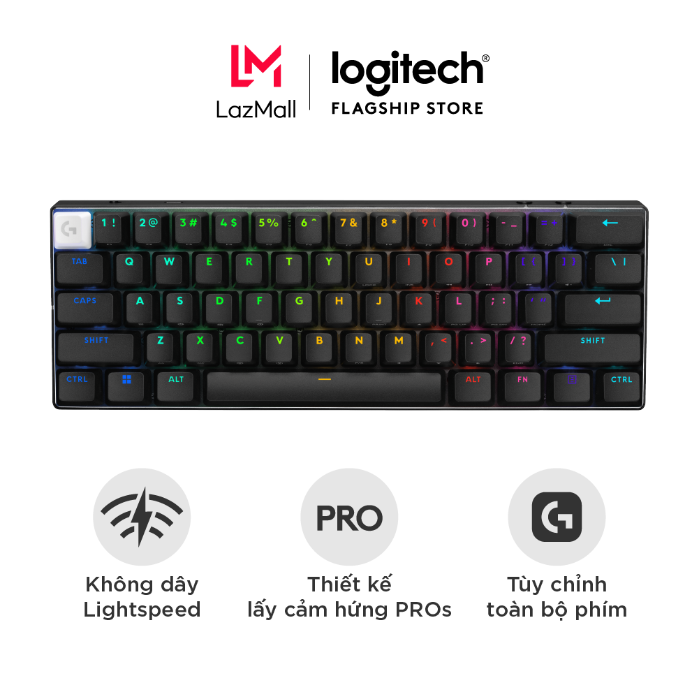 Bàn phím game không dây Logitech G PRO X 60 LIGHTSPEED - Phím cơ Siêu nhỏ gọn TKL 60% dành cho máy t