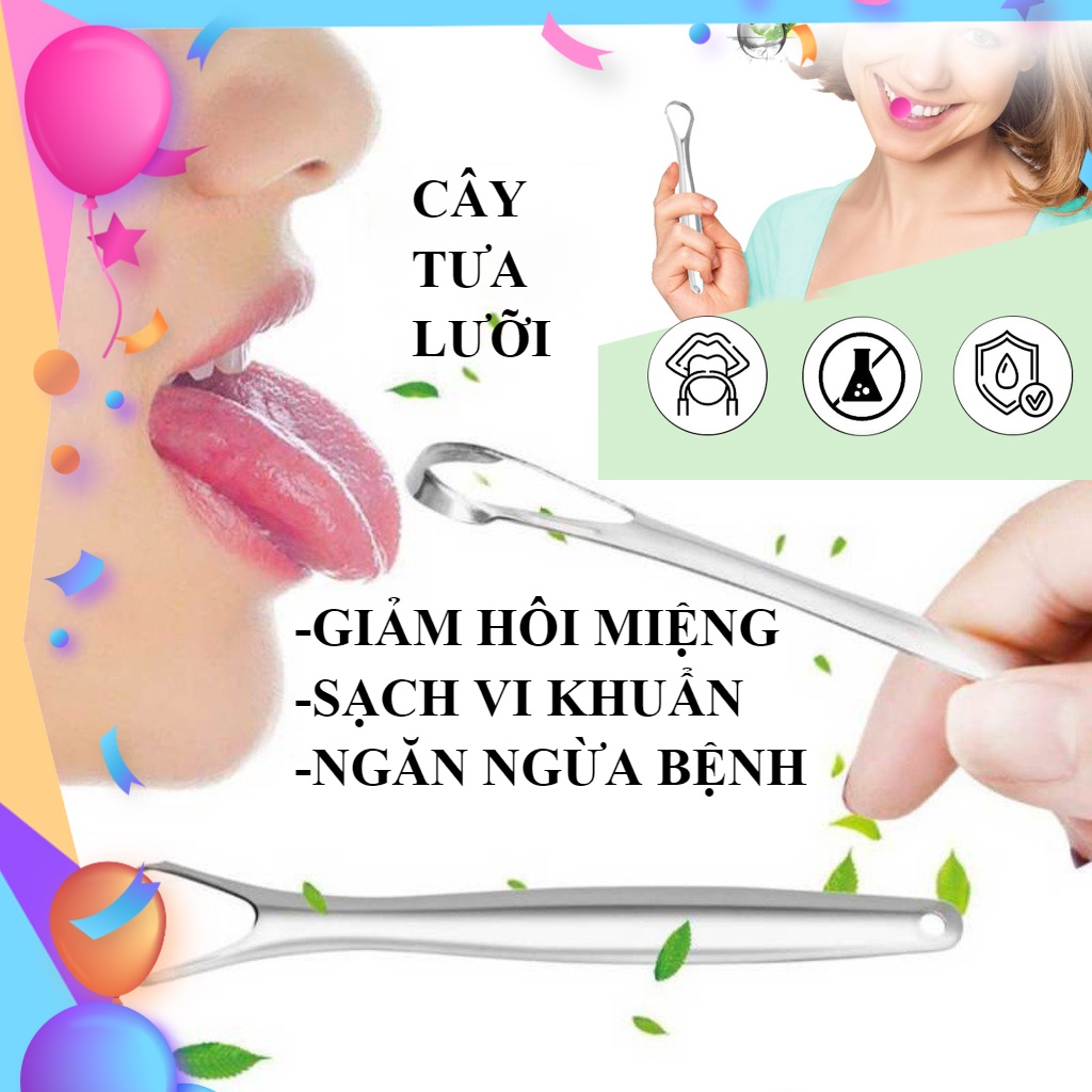 Dụng Cụ Tưa Lưỡi Chuyên Dụng Cạo Vệ Sinh Lưỡi Giúp Giảm Hôi Miệng Làm Sạch Vi Khuẩn Ngăn Ngừa Các Bệnh Về Răng Miệng