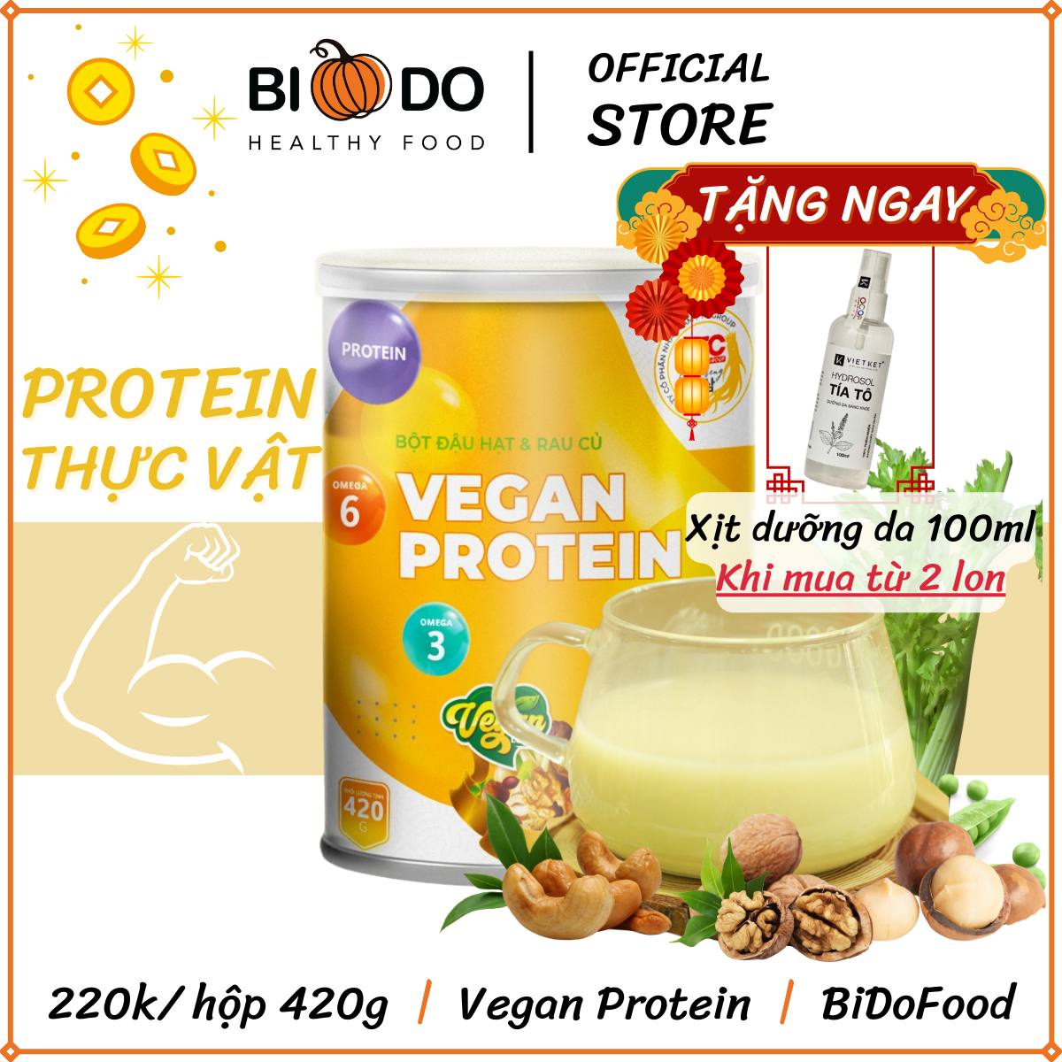 Vegan Protein Bột Ngũ Cốc Dinh Dưỡng 420g - BiDoFood - Bổ Sung Protein Thực Vật