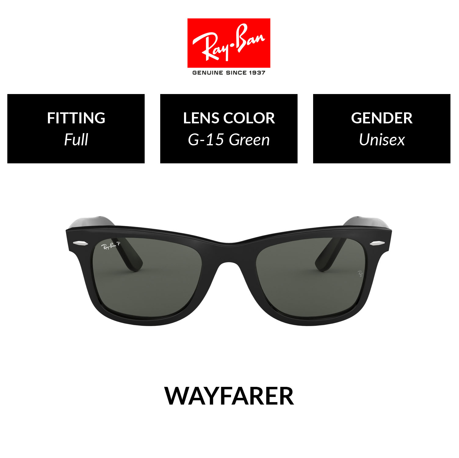 Mắt Kính Ray-Ban Wayfarer Polarized - RB2140F 901/58 - Size 54 - Kính mát