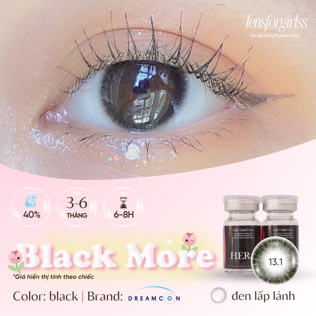 [Mã LazXuHuong02 - giảm 25k đơn từ 199k] Lens cận | Kính áp tròng đen tự nhiên Black More - Black to