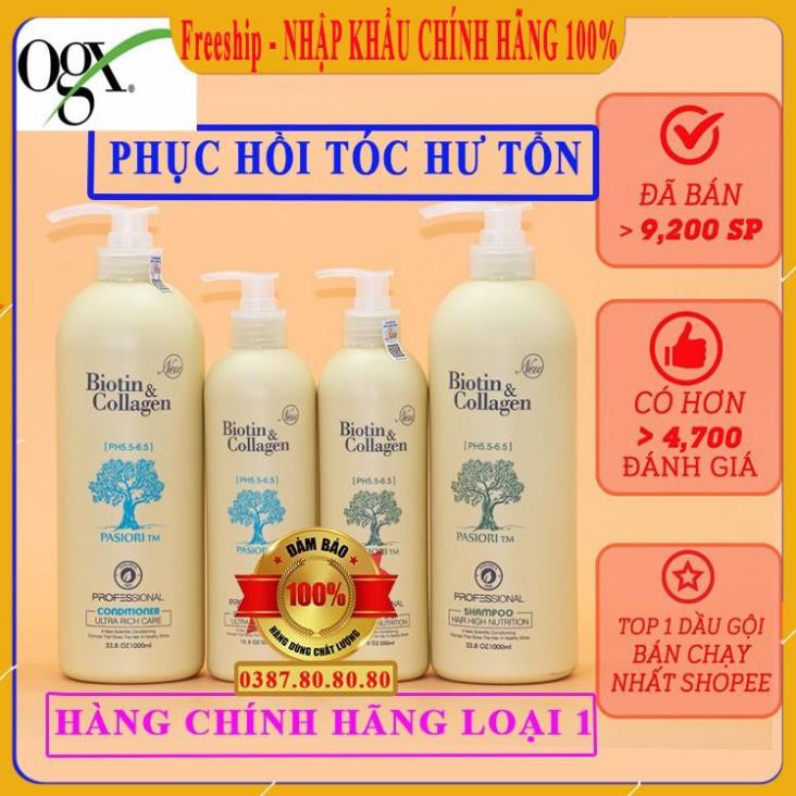 [ 100%Hàng Chính Hãng ] Bộ Dầu Gội Xả Biotin Collagen Trắng New Siêu Thơm Siêu Mềm Siêu Mượt Phục Hồi Tóc Hư Tổn/ Dầu Gội Biotin Collagen1000Ml - 500Ml Dầu Gội Cho Tóc Nhuộm Chống Rụng Tóc Và Kích Thíc Mọc Tóc - Shopping Vip