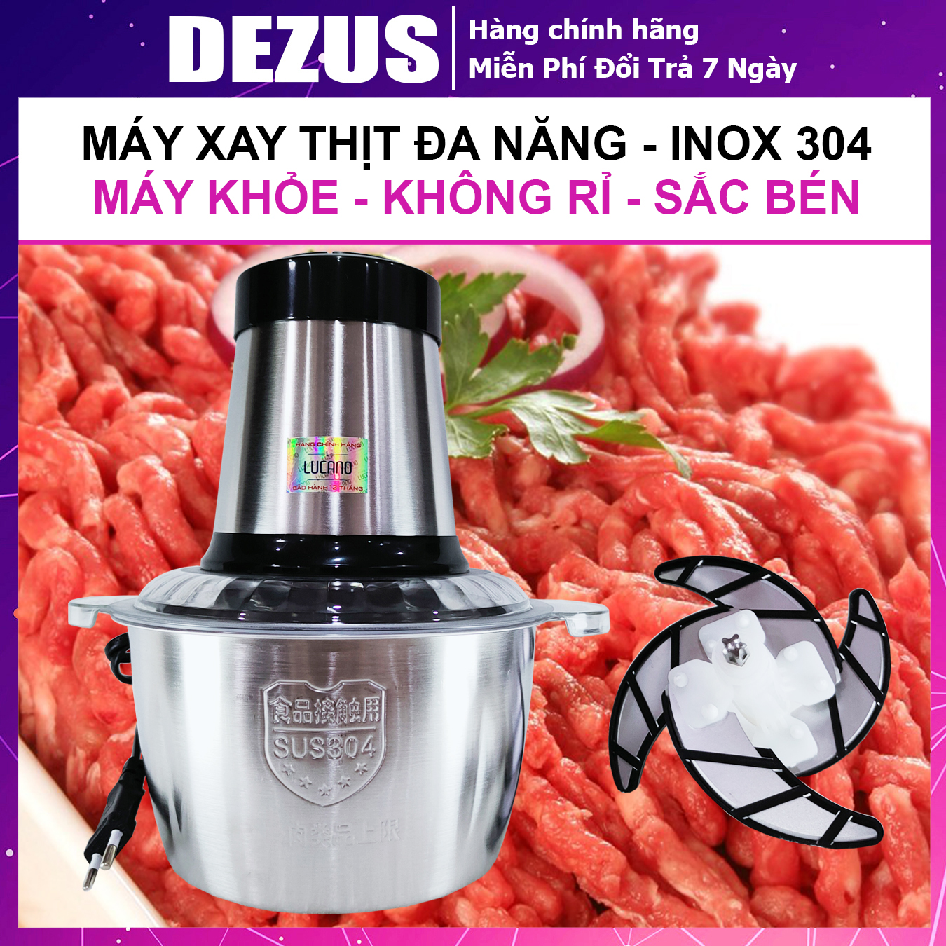 [DEZUS] Máy Xay Thịt - Máy Xay Thịt Đa Năng - Máy Xay Thịt Cối Inox - Cối Xay Cá Thịt - Máy Xay Thịt