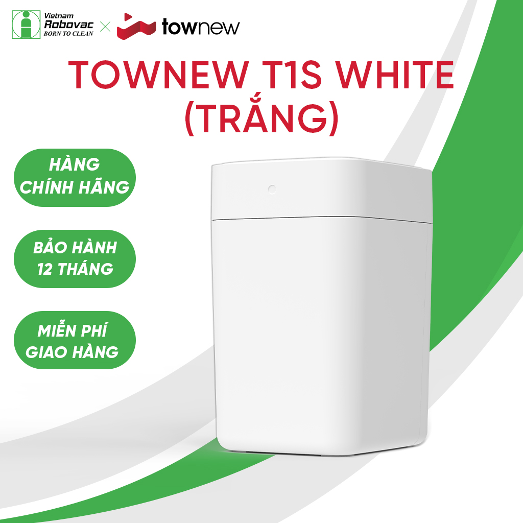 Thùng Rác Thông Minh Townew T1S ( White ) - Thùng rác cảm ứng - Tự đồng đóng mở nắp - Tự động hàn tú