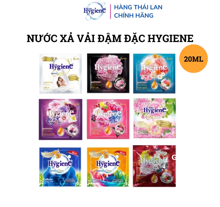 Nước Xả Vải Đậm Đặc Hygiene 20ml - Dây 12 Gói Nhập Khẩu Thái Lan