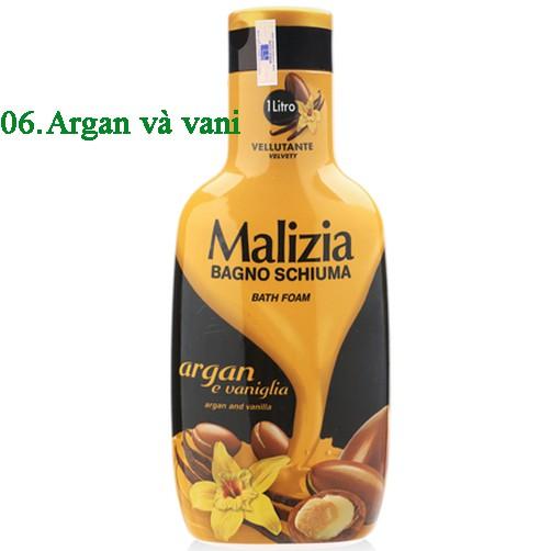 Sữa Tắm Tinh Dầu Argan Và Vani Malizia Bath Foam Cao Cấp Italy 1000Ml