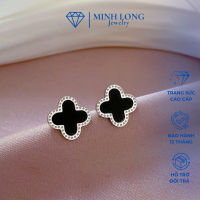 Bông Tai Nữ Cỏ Bốn Lá Nữ Đính Đá Titan Mạ Vàng 18K Mạ Bạch Kim Cao Cấp Khuyên Tai Lấp Lánh MLJN501-502-503-504