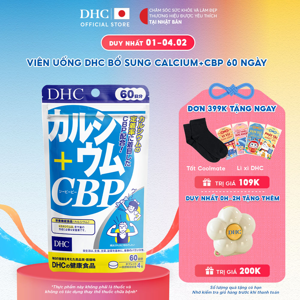 Thực phẩm bảo vệ sức khỏe DHC Calcium+CBP (60 ngày) - Dạng viên uống hỗ trợ bổ sung Canxi