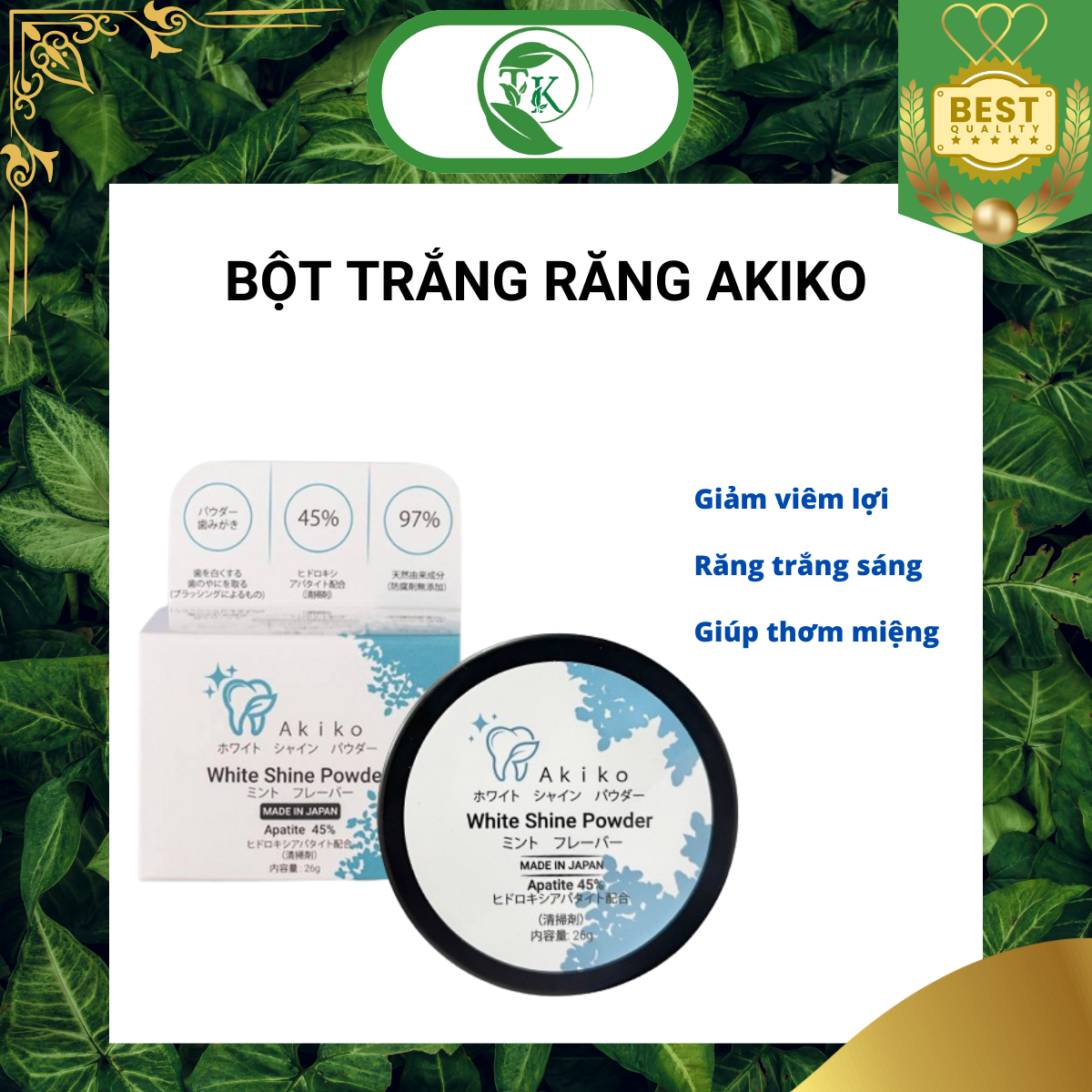 Bột trắng răng Akiko White Shine Powder Bột trắng răng AKIKO White Shine Powder 45% Apatite Nhật bản