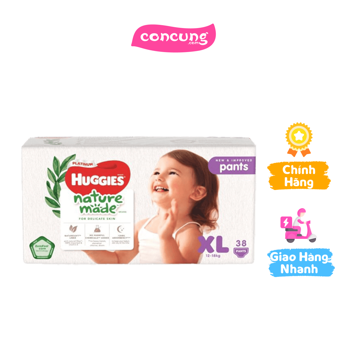 Tã quần siêu cao cấp Huggies Platinum Nature Made XL 38 miếng