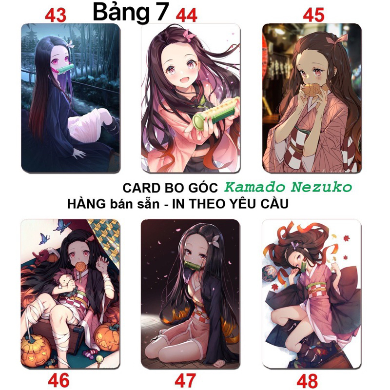 Ảnh card Kamado Nezuko 6 tấm bo góc/ Thẻ card in hình Kamado Nezuko Kimetsu no yaiba