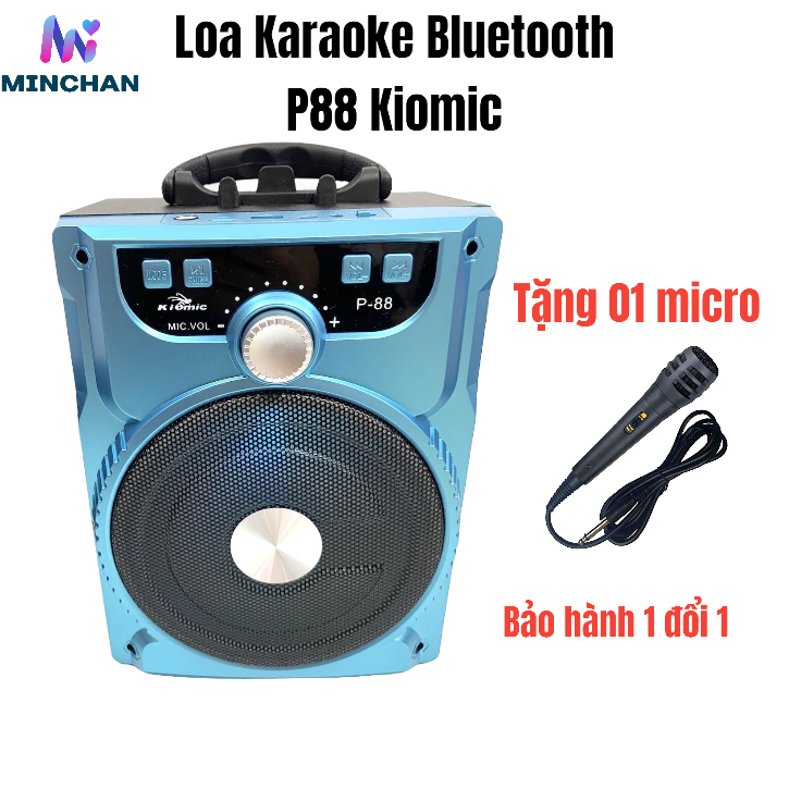 [Tặng Kèm 1 Micro] Loa Bluetooth Di Động Karaoke P.88 Minchan - Loa Kéo Âm Thanh Cực Hay - Loa Mini - Loa Vi Tinh - Loa Máy Tính - Loa Xách Tay P-88 KIOMIC (chọn màu)