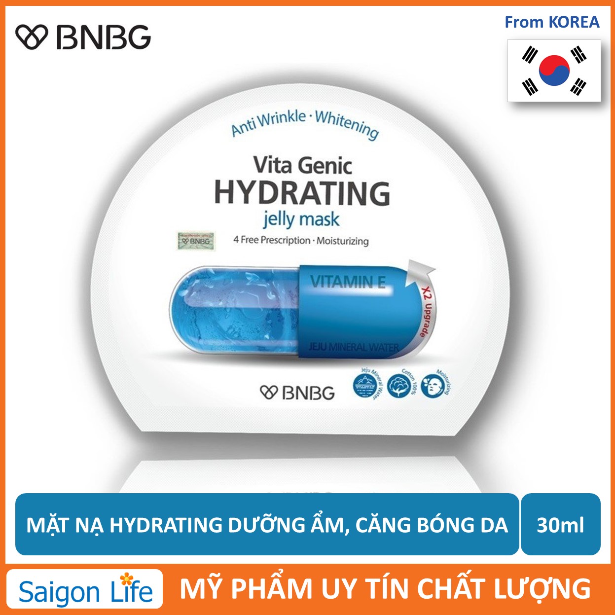 Mặt Nạ Giấy Bnbg Hydrating Giúp Dưỡng Ẩm Da Mềm Mượt Căng Bóng Bnbg Vita Genic Hydrating Jelly Mask 30Ml (Xanh Dương)