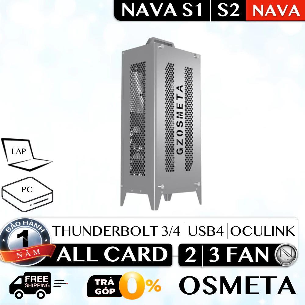 eGPU Osmeta Nava S1 S2 Thunderbolt3/4+USB4+OCuLink+Nhôm+Sạc Ngược minipc itx laptop v2025
