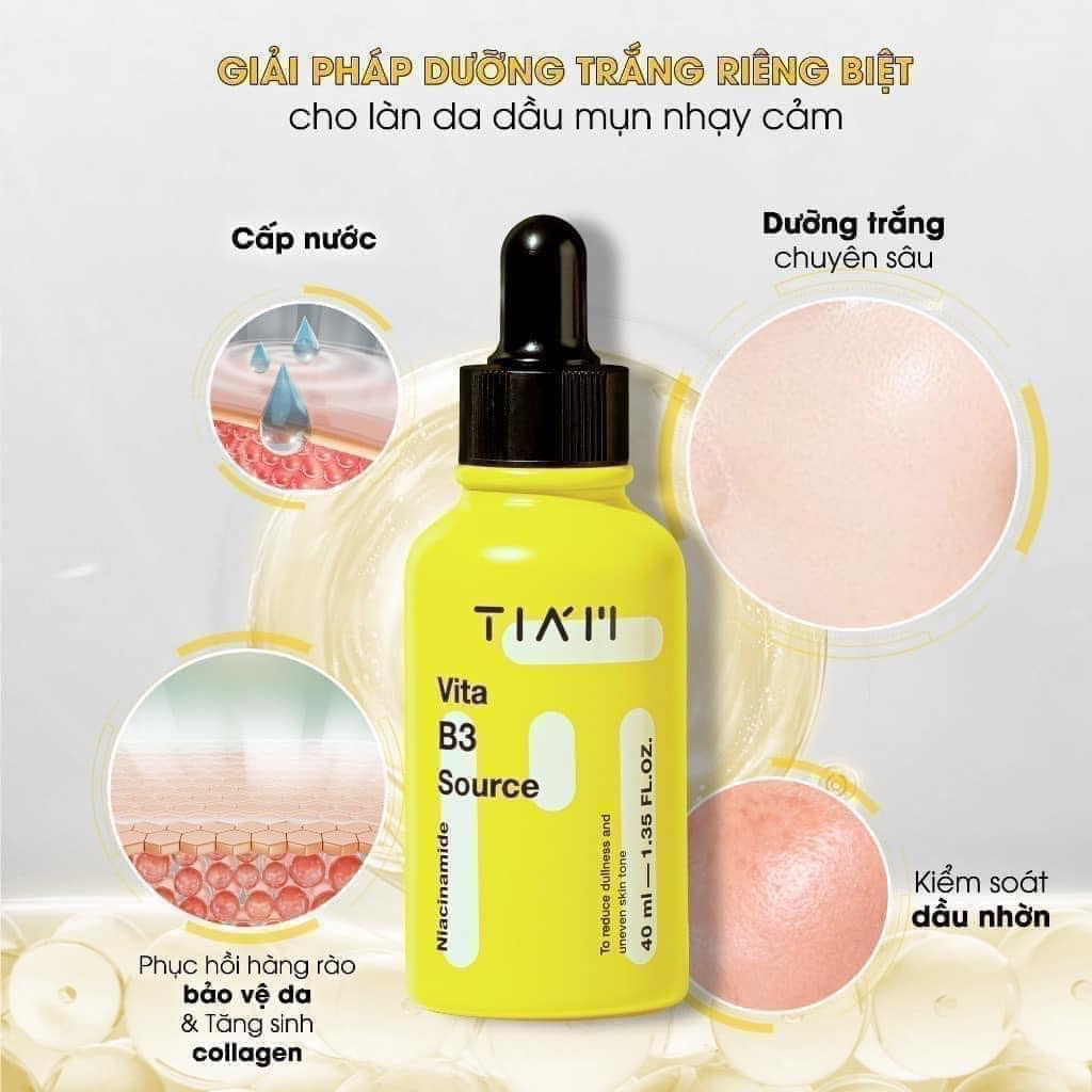 Serum Tiam Tinh Chất Dưỡng Trắng DaPhục Hồi Sau Mụn Tiam Vita B3 Source Serum 40ml