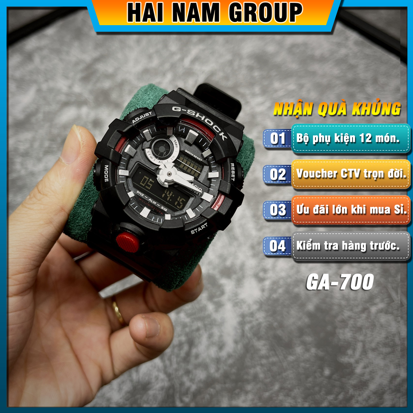 Đồng hồ nam G-SHOCK GA-700-1A Dây vỏ nhựa - Full chức năng - Đầy đủ phụ kiện