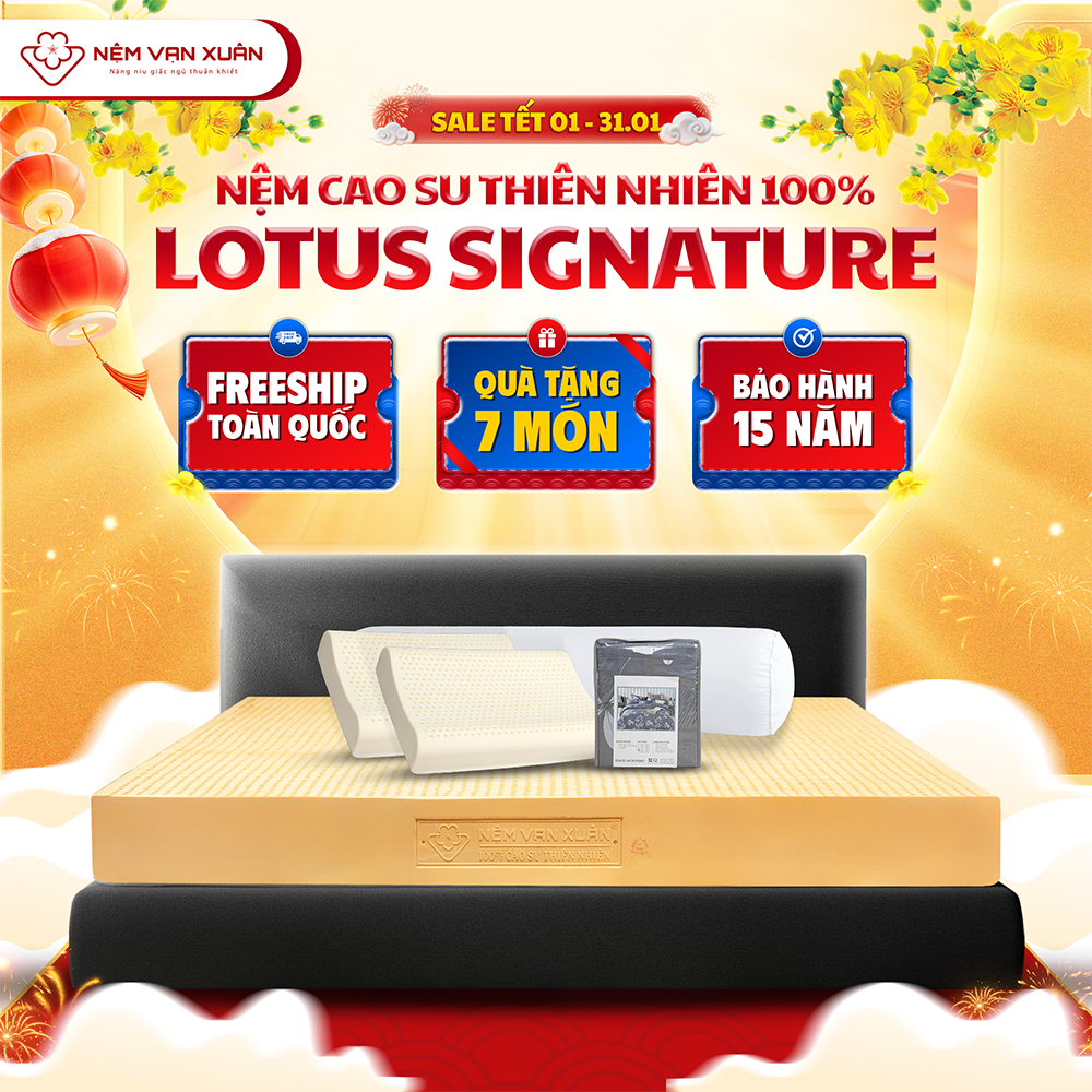 [MEGA TẾT 15.01-10.02 - MUA 1 TẶNG 7] Nệm Cao Su Thiên Nhiên Vạn Xuân Lotus Signature Nguyên Khối 10