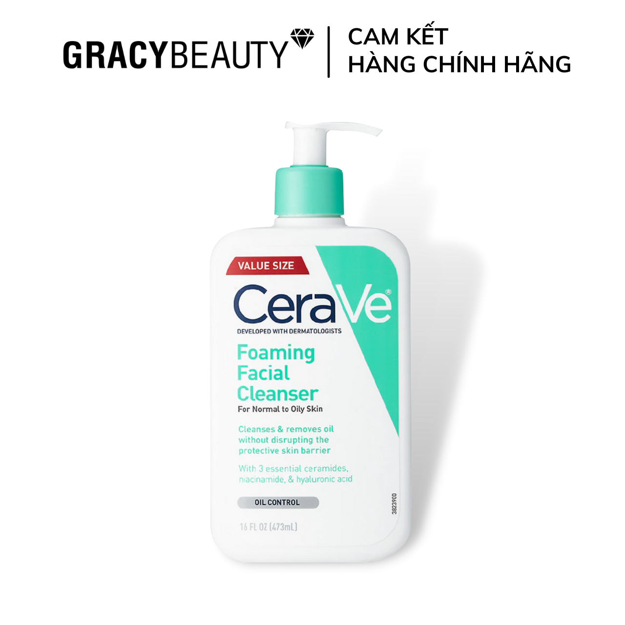 Sữa Rửa Mặt Cerave Foaming Facial Cleanser Cho Da Dầu Size Lớn 475Ml