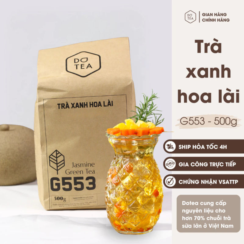 Trà xanh hoa lài trà xanh nhài G553 Dotea pha trà trái cây lục trà sữa vị chát nhẹ thơm mùi hoa lài tự nhiên chuyên dùng cho pha chế