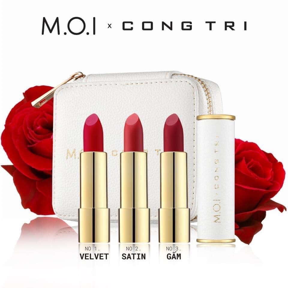 [Hcm]Son Thỏi M.o.i X Công Trí Chính Hãng Set 3 Thỏi Tặng Ví Da Cầm Tay Sang Trọng Son Lì Bền Màu Dưỡng Ẩm Xuất Xứ Hàn Quốc