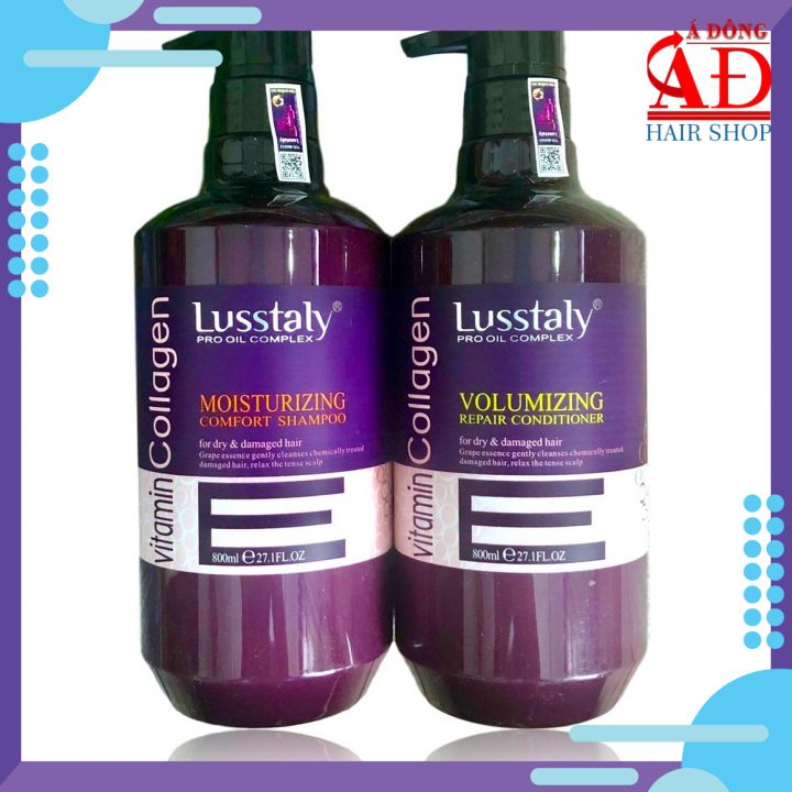 Bộ dầu gội xả Lusstaly Vitamin Collagen Moisturizing Comfort - Volumizing Repair phục hồi siêu mượt tóc cao cấp 800ml
