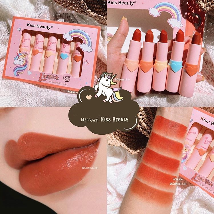 [Hcm]Sét Son Thỏi 5 Cây Kiss Beauty Unicorn Đẹp Mê Hồn