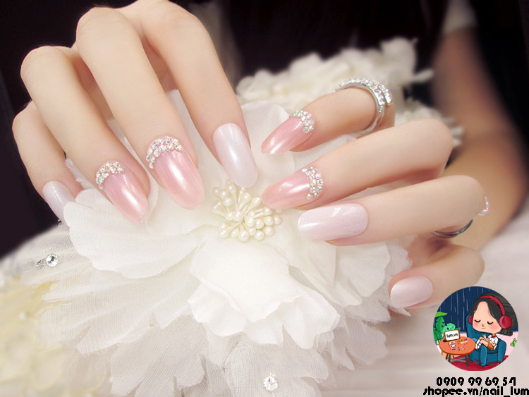 [HCM]Móng Giả - Nail 3D Dài - Đính Đá [Sẵn Keo - Đóng Hộp 24 Mẫu Đủ Size]